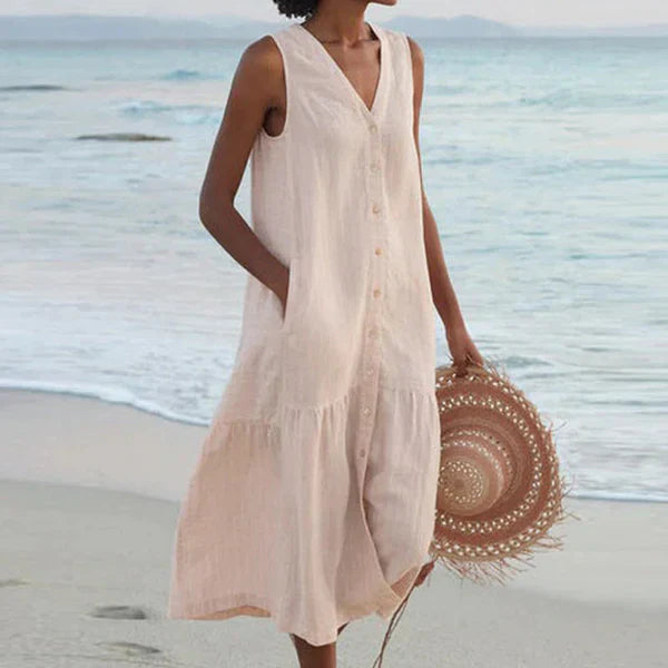 Naya™ - Stilvolles ärmelloses Hemdkleid mit V-Ausschnitt