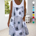 Breezia™ – Damen Ärmelloses Sommerkleid mit Druck und Spitzen-Details