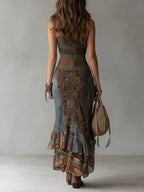 Savenora | Ethno-Print Asymmetrisches Maxikleid