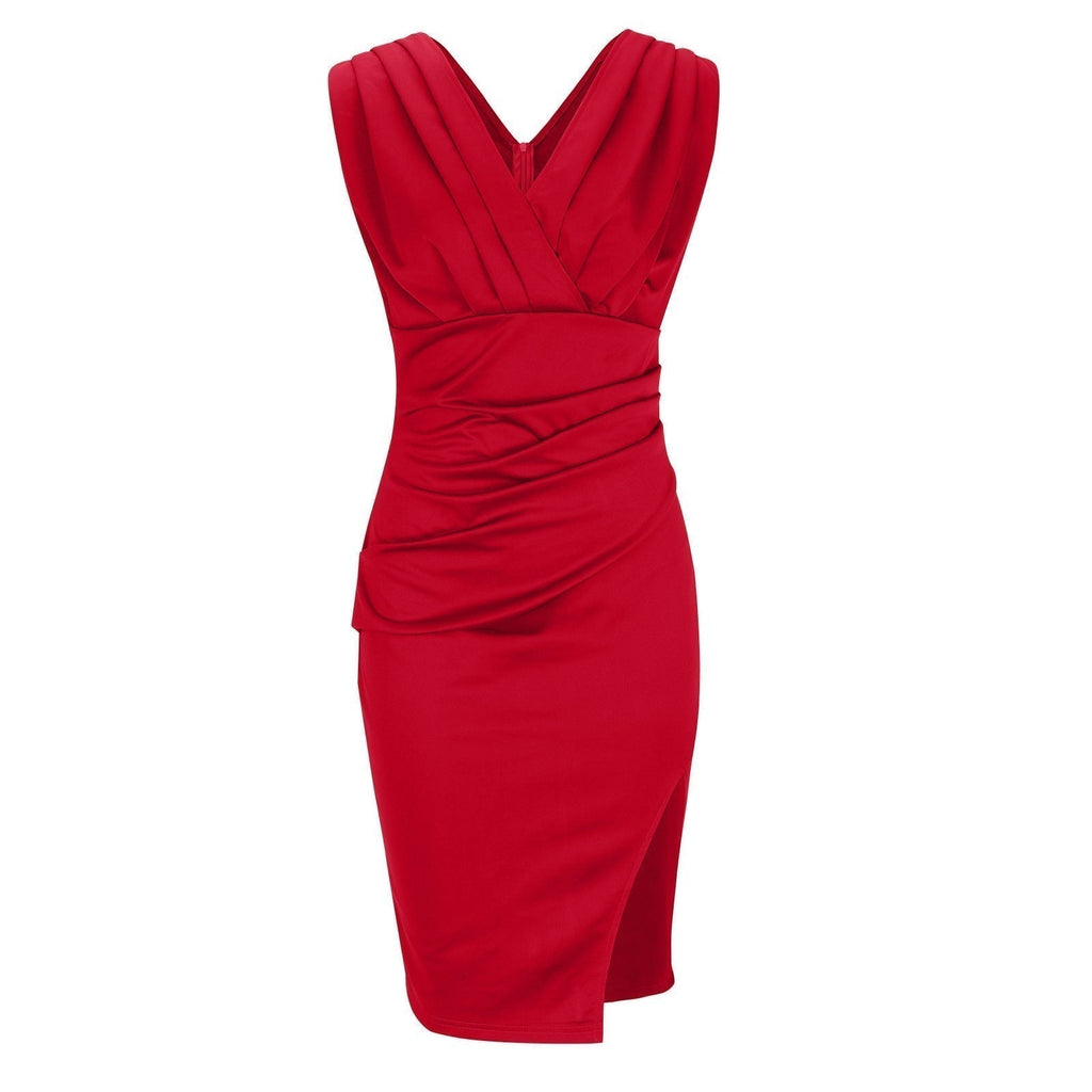Regalia™ – Elegantes V-Ausschnitt Kleid mit tailliertem Schnitt und Schlitz