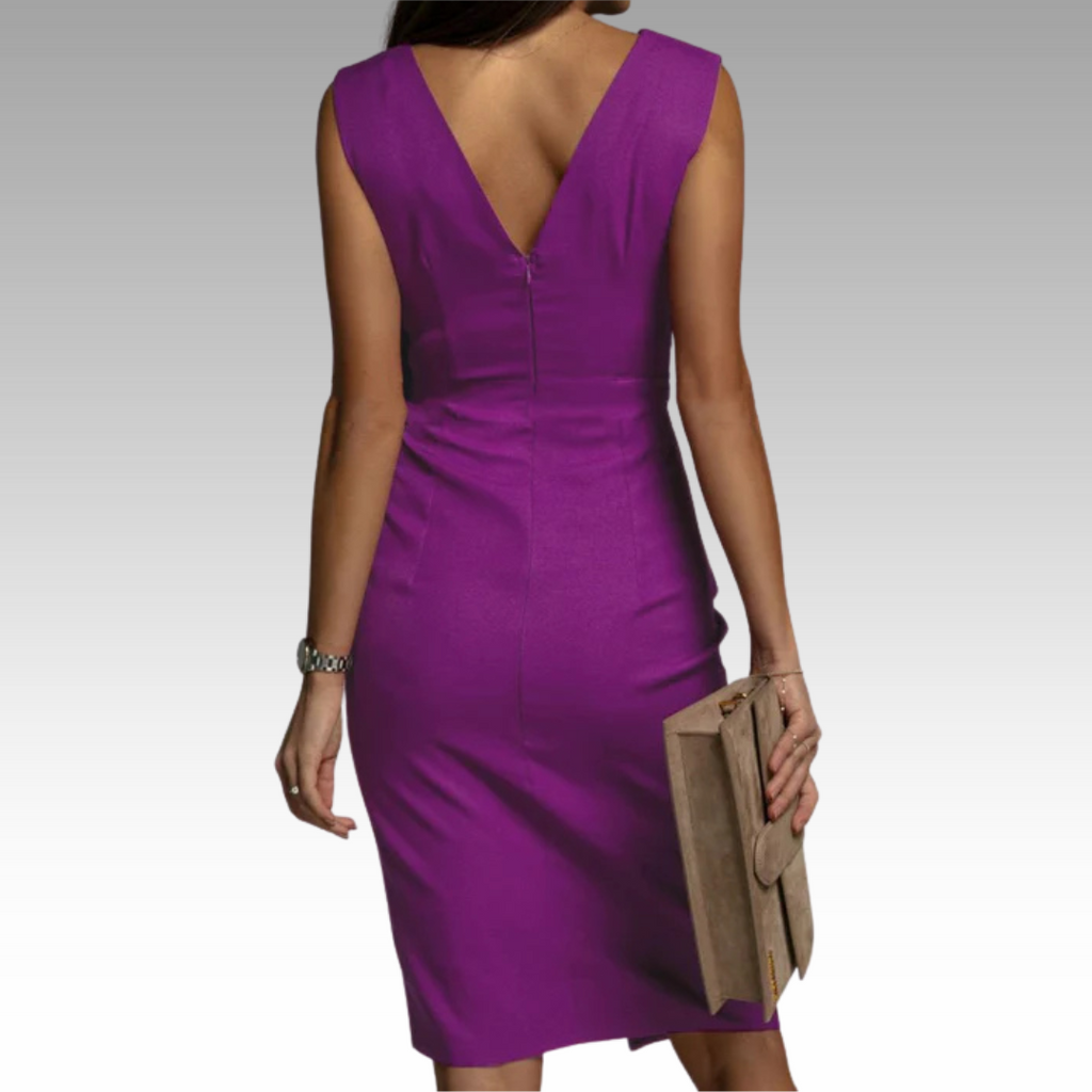 Regalia™ – Elegantes V-Ausschnitt Kleid mit tailliertem Schnitt und Schlitz