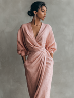 Savenora | V-Neck Rosa Maxi Dress