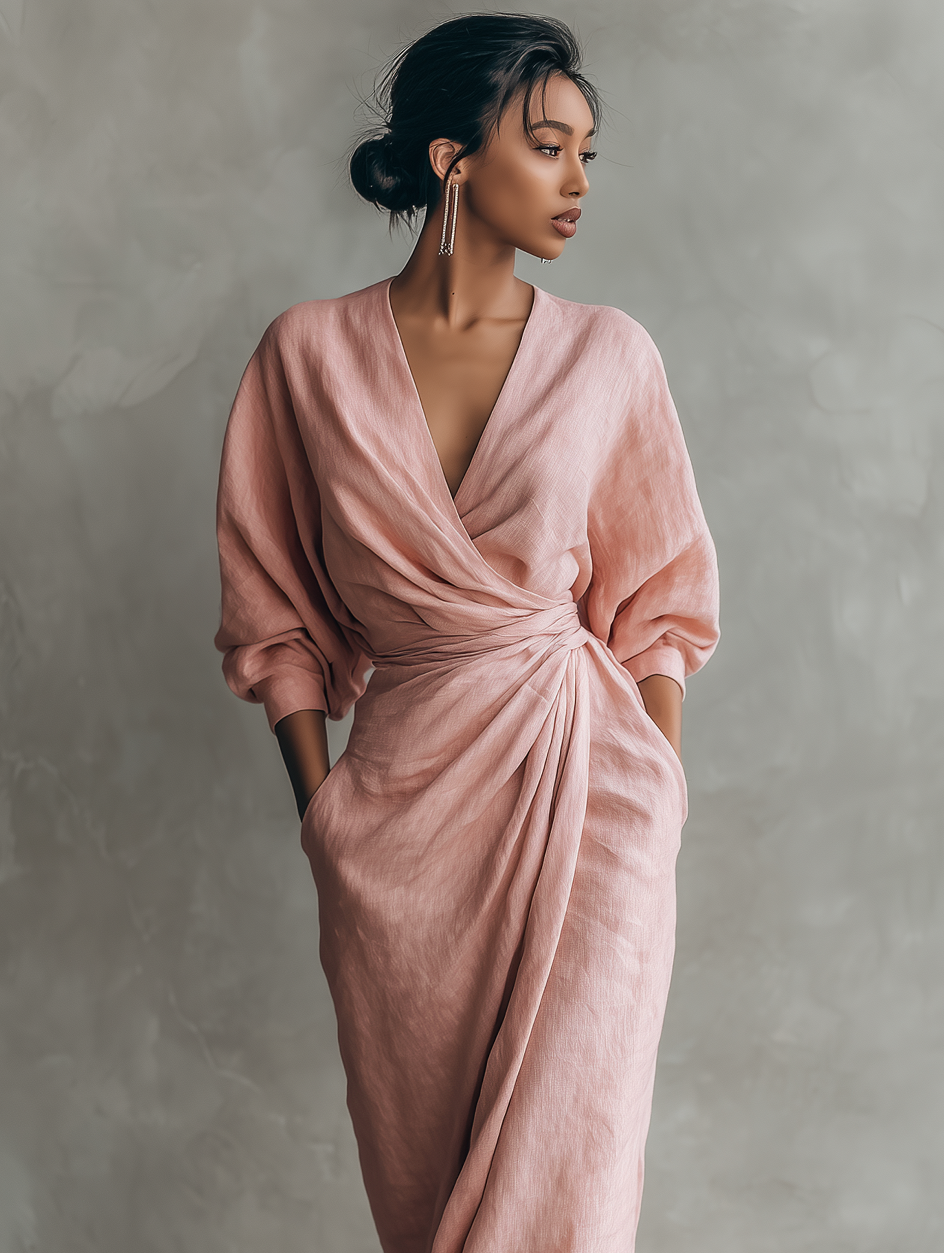 Savenora | V-Neck Rosa Maxi Dress