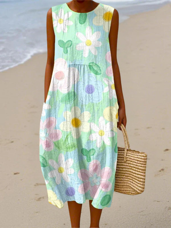 Erin™ Floral Midi Dress in Soft Pastels