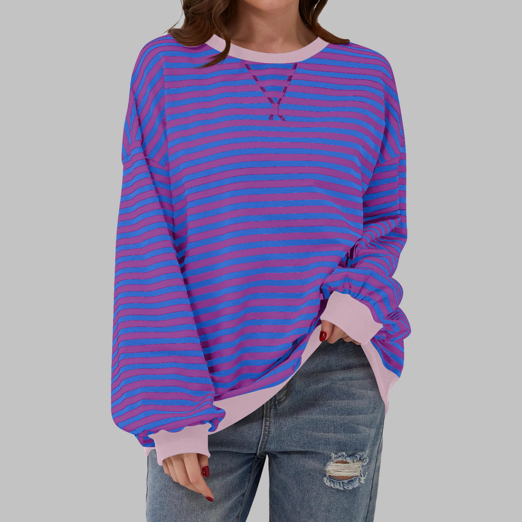 Sommerfeld | Gestreiftes Langarm-Sweatshirt mit Rundhalsausschnitt – Kaufen Sie eins, erhalten Sie eins kostenlos!