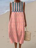 Lily™ Soft Pastel Striped Midi Dress