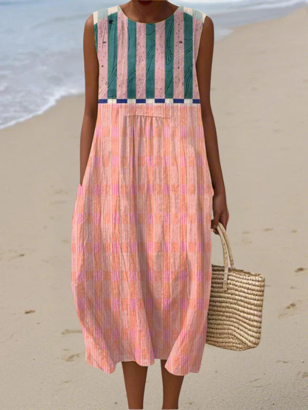 Lily™ Soft Pastel Striped Midi Dress