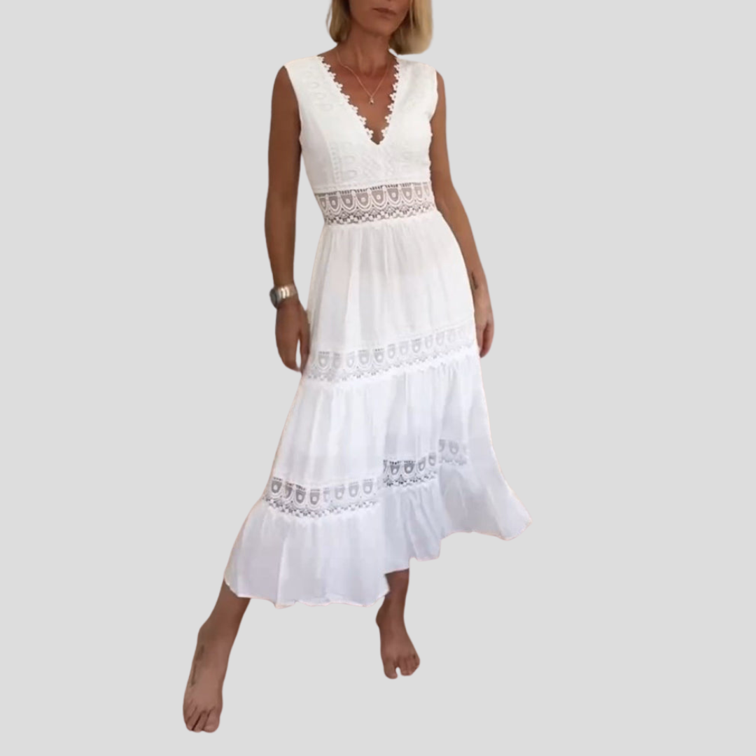 Sora™ – Ärmelloses Boho-Midikleid mit Spitzen-Details
