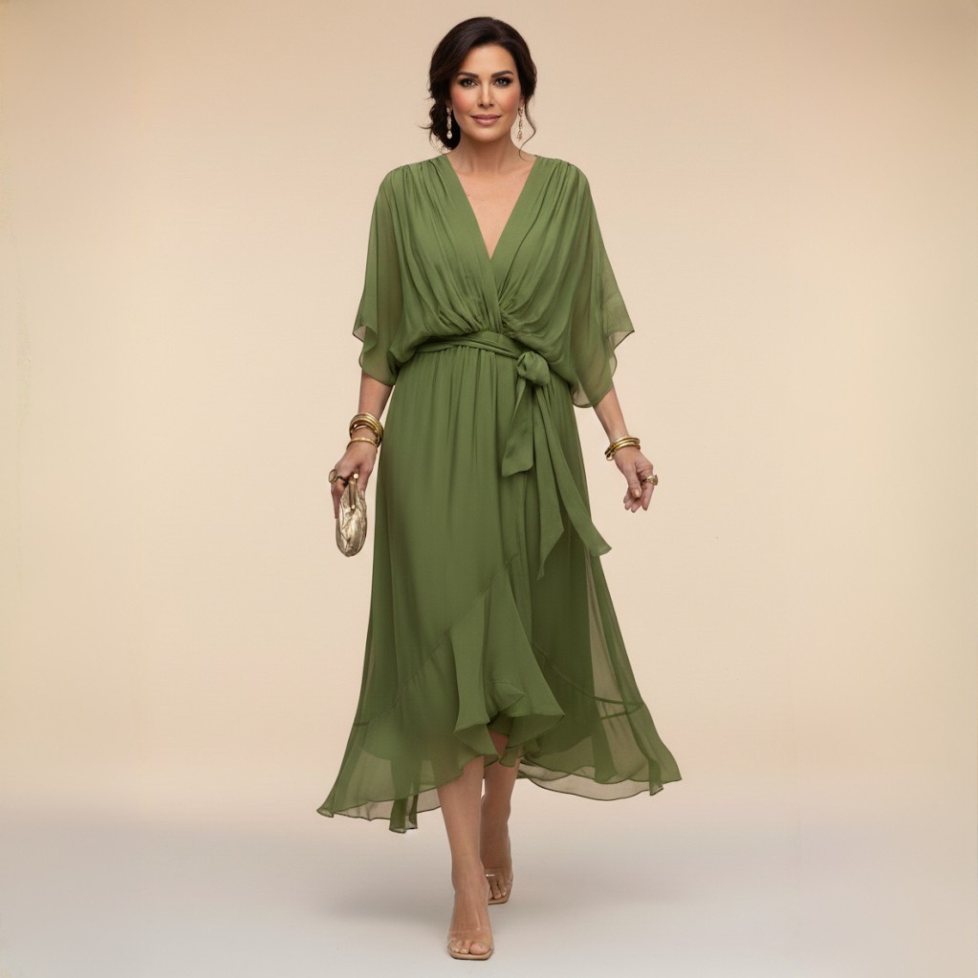 Sommerfeld | Stilvolles Midikleid mit V-Ausschnitt