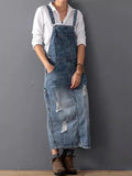 Frayla™ – Abgenutztes Jeanskleid mit Rückenschlitzdesign