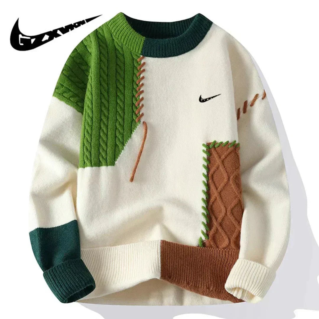 Patchwork Herren Pullover aus Strick