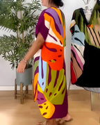 Leafara™ - Entspanntes Kleid im lebhaften Blattmuster