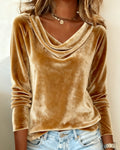 Mary | Elegante Bluse mit Falten-Design in Bernsteinfarbe