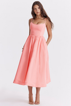 ESTELLE | Elegantes Sommer-Midi-Kleid mit Korsett