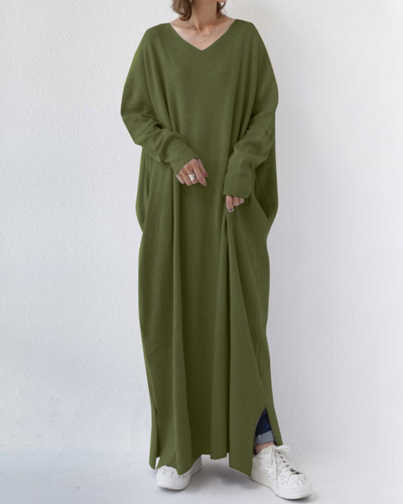 Serenya™ - Elegantes Kleid mit langen Ärmeln und V-Ausschnitt