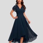 Enid™ – Elegantes V-Ausschnitt-Abendkleid mit fließendem Schnitt