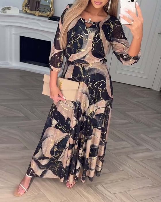 Verelle™ – Elegantes Kleid mit Print und 3/4-Ärmeln