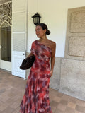 Watercolor Off-Shoulder Long Dress