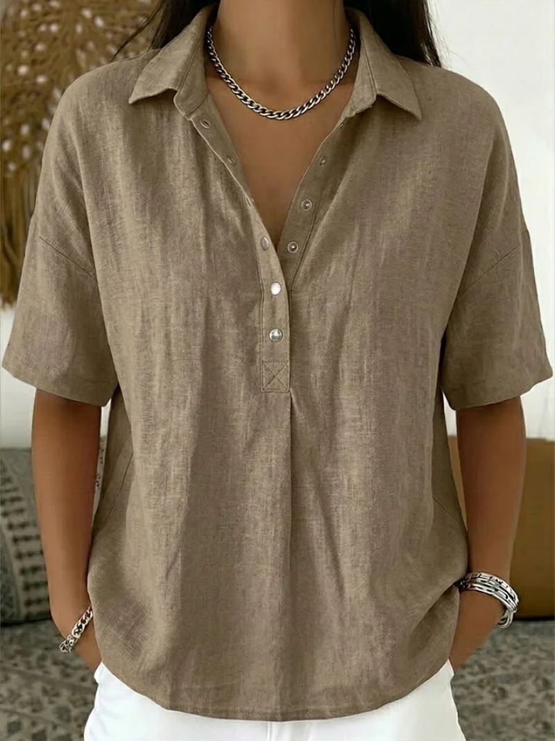 Savenora | Bluse mit Kragen und Knopfleiste (Kaufe 1, Erhalte 1 GRATIS)