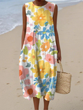 Ella™ Floral Midi Dress in Soft Pastels