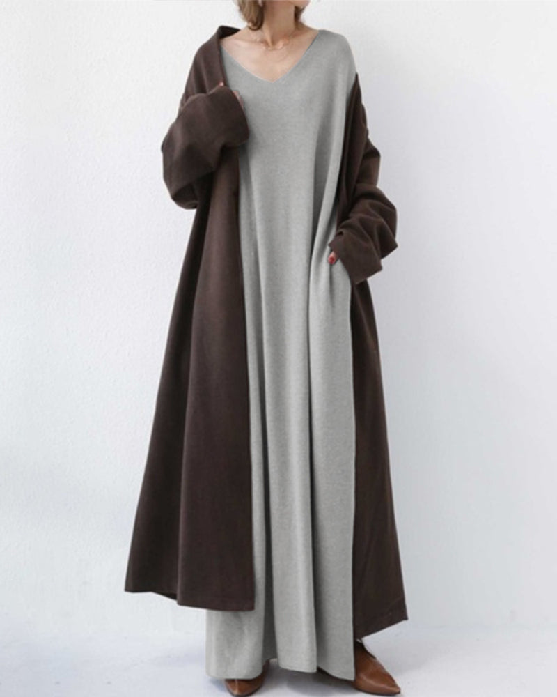 Serenya™ - Elegantes Kleid mit langen Ärmeln und V-Ausschnitt