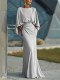 Clara | Elegantes V-Ausschnitt-Kleid mit Offenem Rücken und Ärmeln