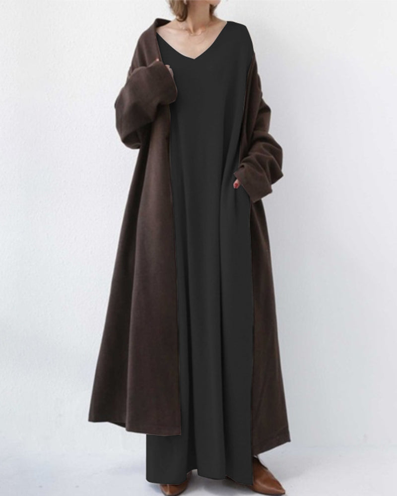 Serenya™ - Elegantes Kleid mit langen Ärmeln und V-Ausschnitt