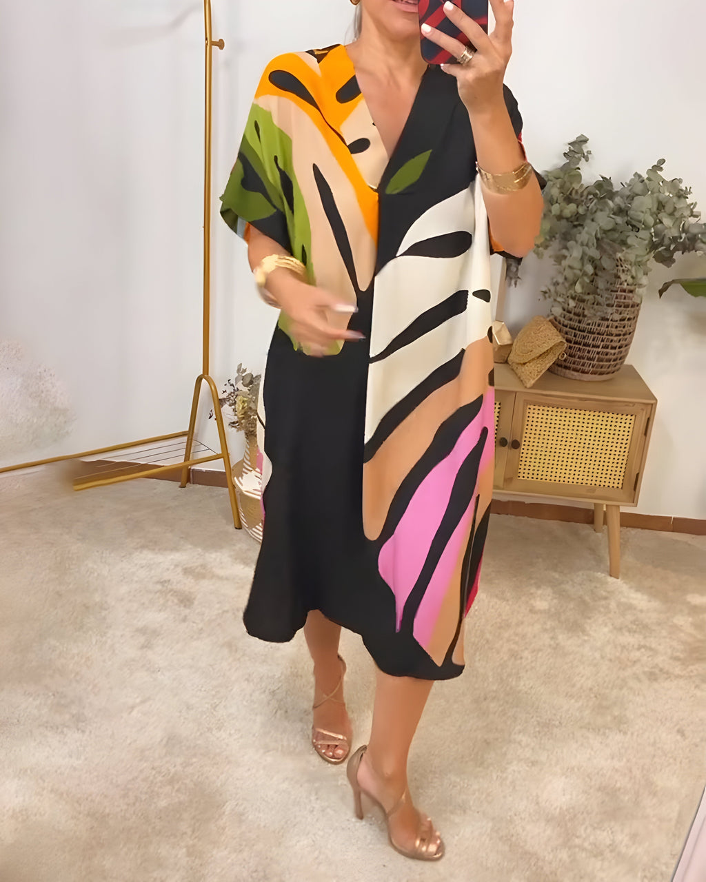 Leafara™ - Entspanntes Kleid im lebhaften Blattmuster