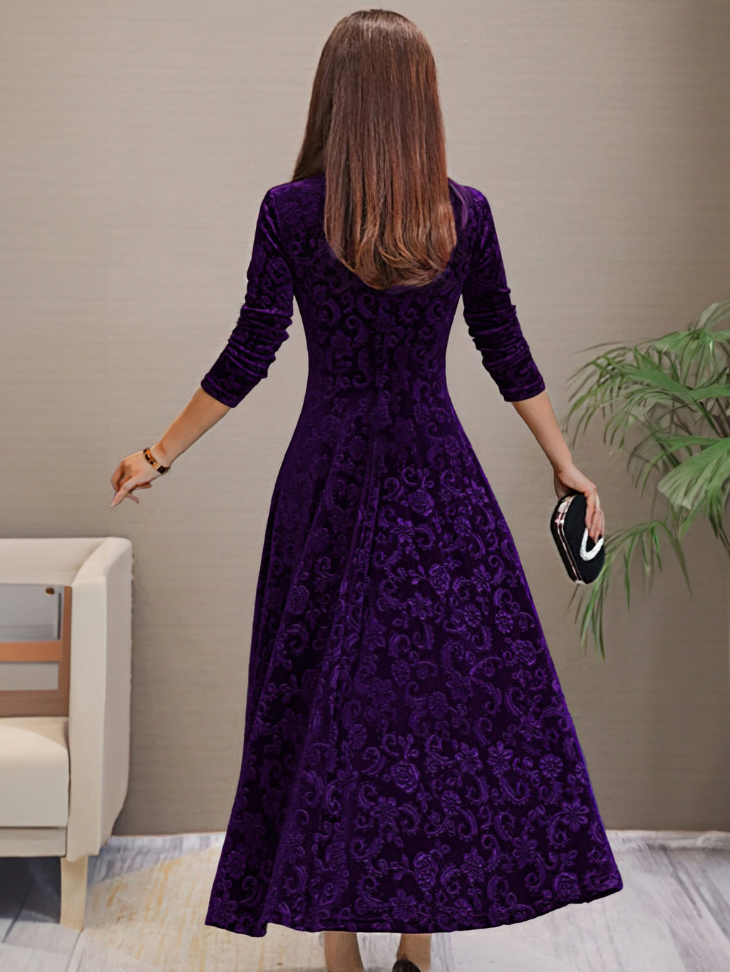 Anny™ - Elegantes V-Ausschnitt Samtkleid für besondere Anlässe