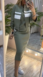 Feyra™ - Stilvolles Damen-Set mit Rundhalsausschnitt-Kleid und passender Jacke