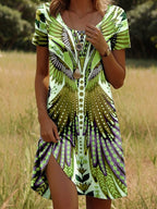 Isla™ – Kleid mit Rundhalsausschnitt und indischem Musterdesign