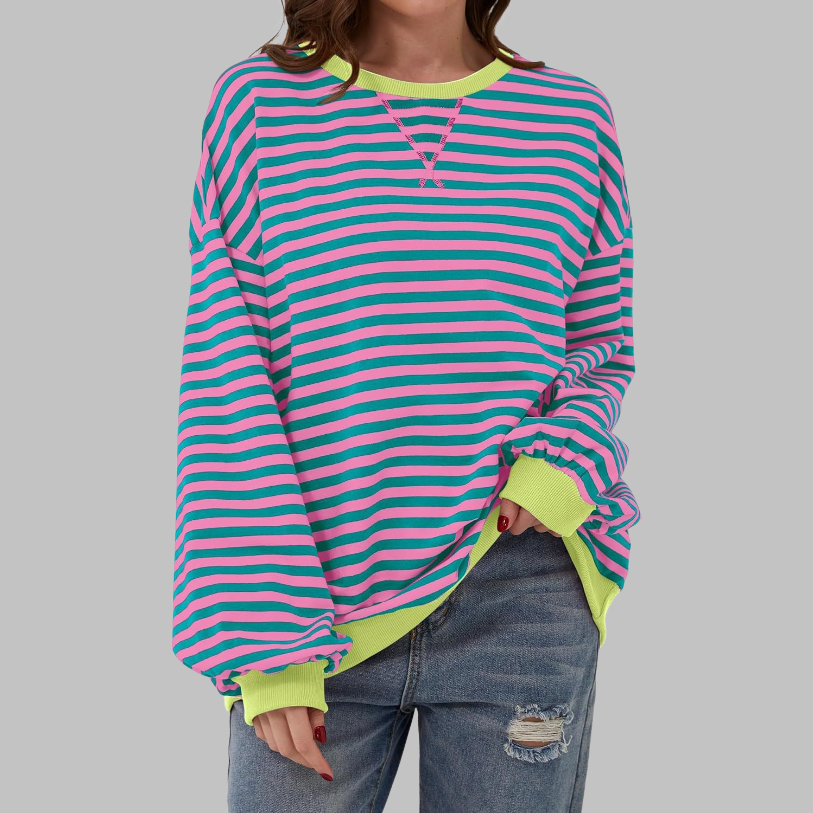 Sommerfeld | Gestreiftes Langarm-Sweatshirt mit Rundhalsausschnitt – Kaufen Sie eins, erhalten Sie eins kostenlos!