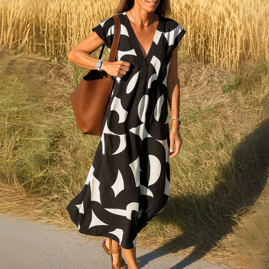 Azura™ – Komfortables, Fließendes Ibiza-Kleid mit V-Ausschnitt