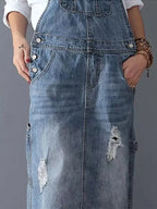 Frayla™ – Abgenutztes Jeanskleid mit Rückenschlitzdesign