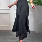Sommerfeld | Elegante Weitbein-Hose mit Transparente Spitzenverzierung