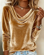 Mary | Elegante Bluse mit Falten-Design in Bernsteinfarbe