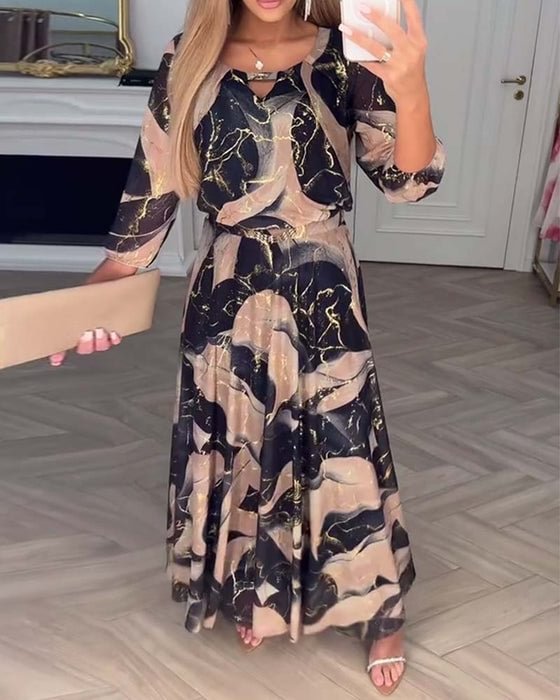Verelle™ – Elegantes Kleid mit Print und 3/4-Ärmeln