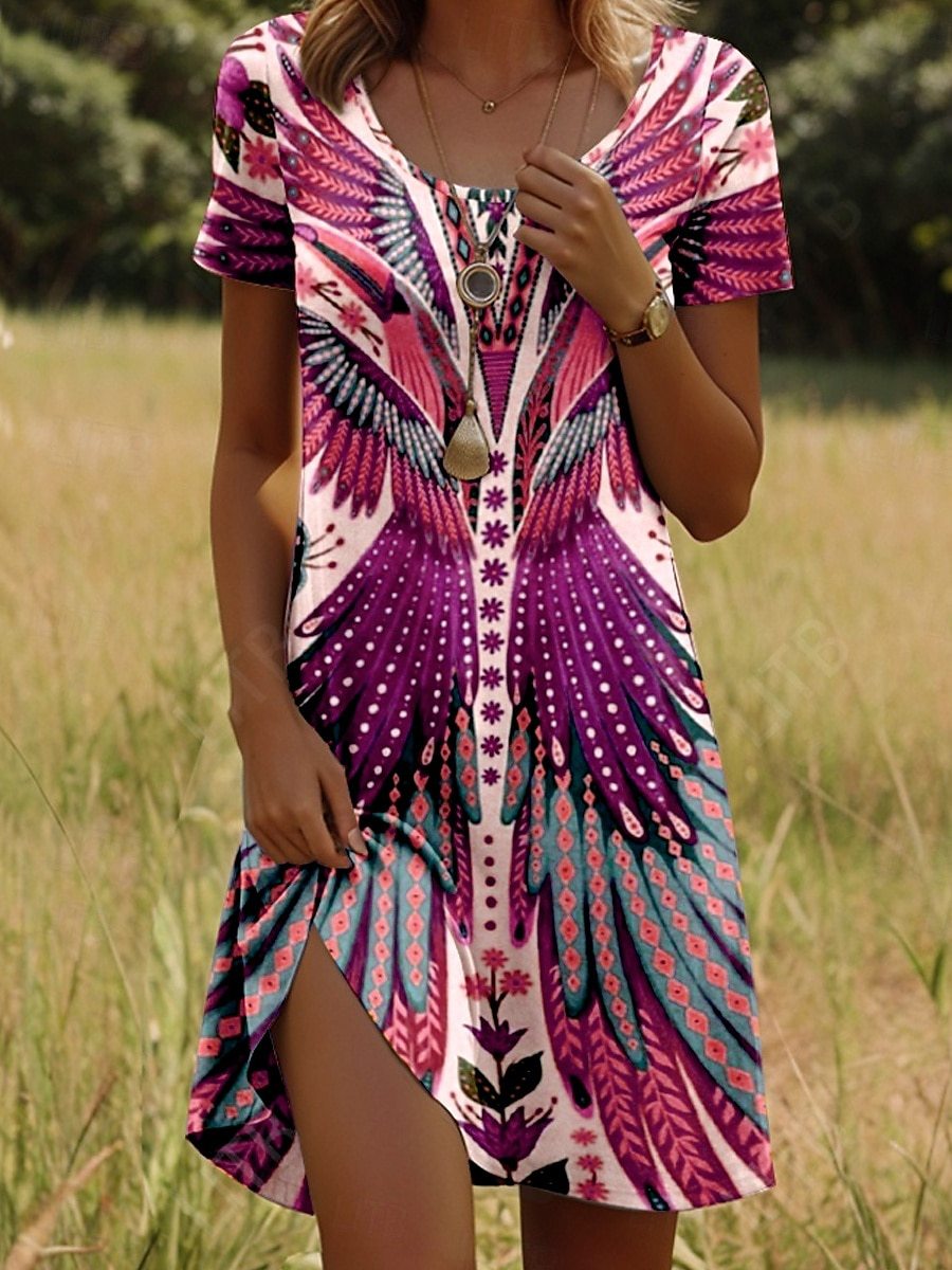 Isla™ – Kleid mit Rundhalsausschnitt und indischem Musterdesign