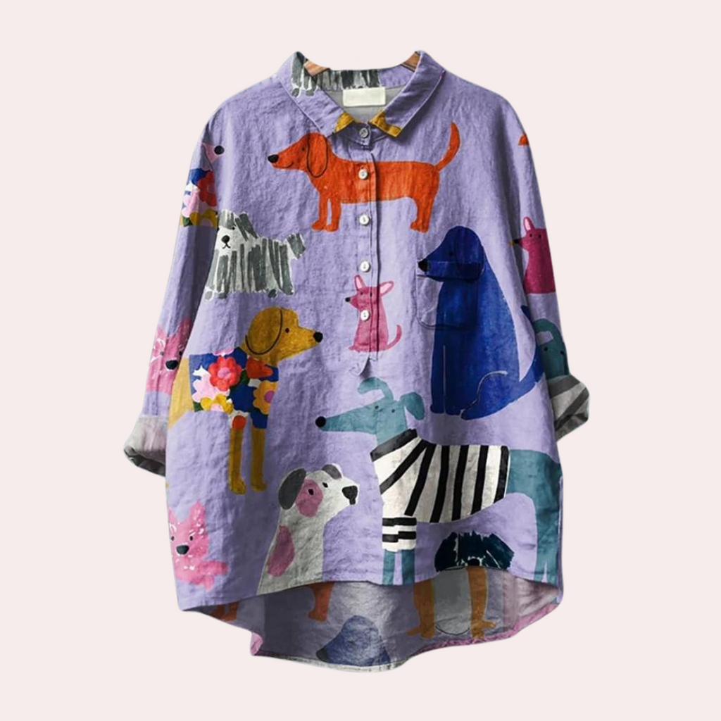 Sommerfeld | Elegante Damenbluse mit niedlichem Hundemuster
