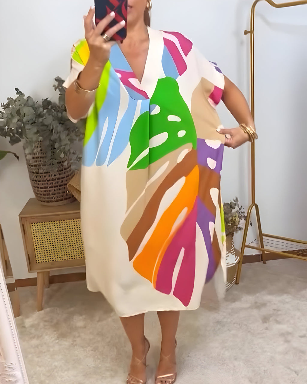 Leafara™ - Entspanntes Kleid im lebhaften Blattmuster