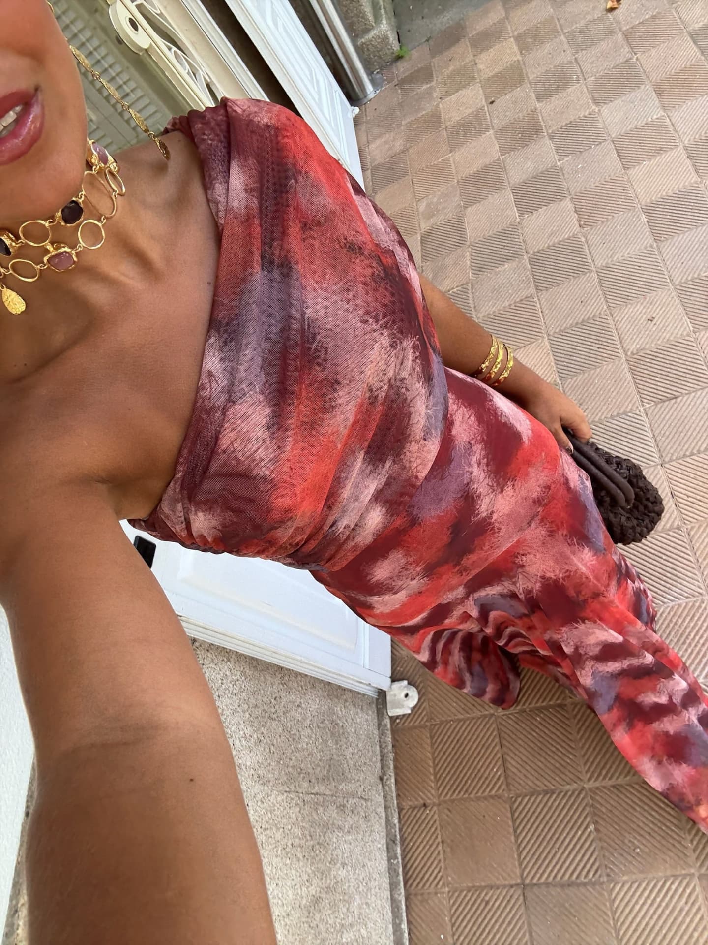 Watercolor Off-Shoulder Long Dress