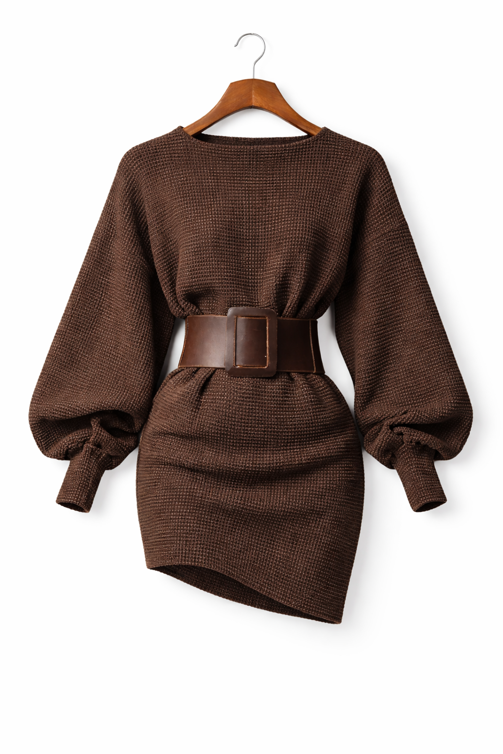 Noor - Gebreide Mini Jurk met Tailleceintuur