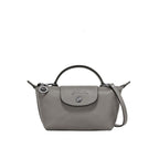 Graue Mini Leder Handtasche
