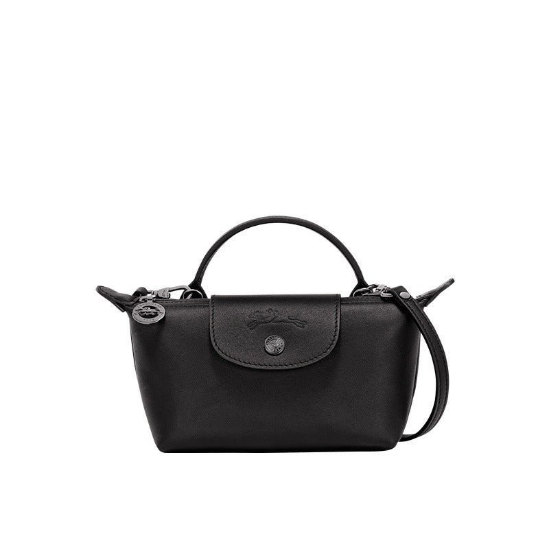 Schwarze Mini-Leder-Handtasche