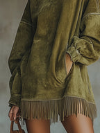 Janine™ - Langärmliges Fransen-Minikleid