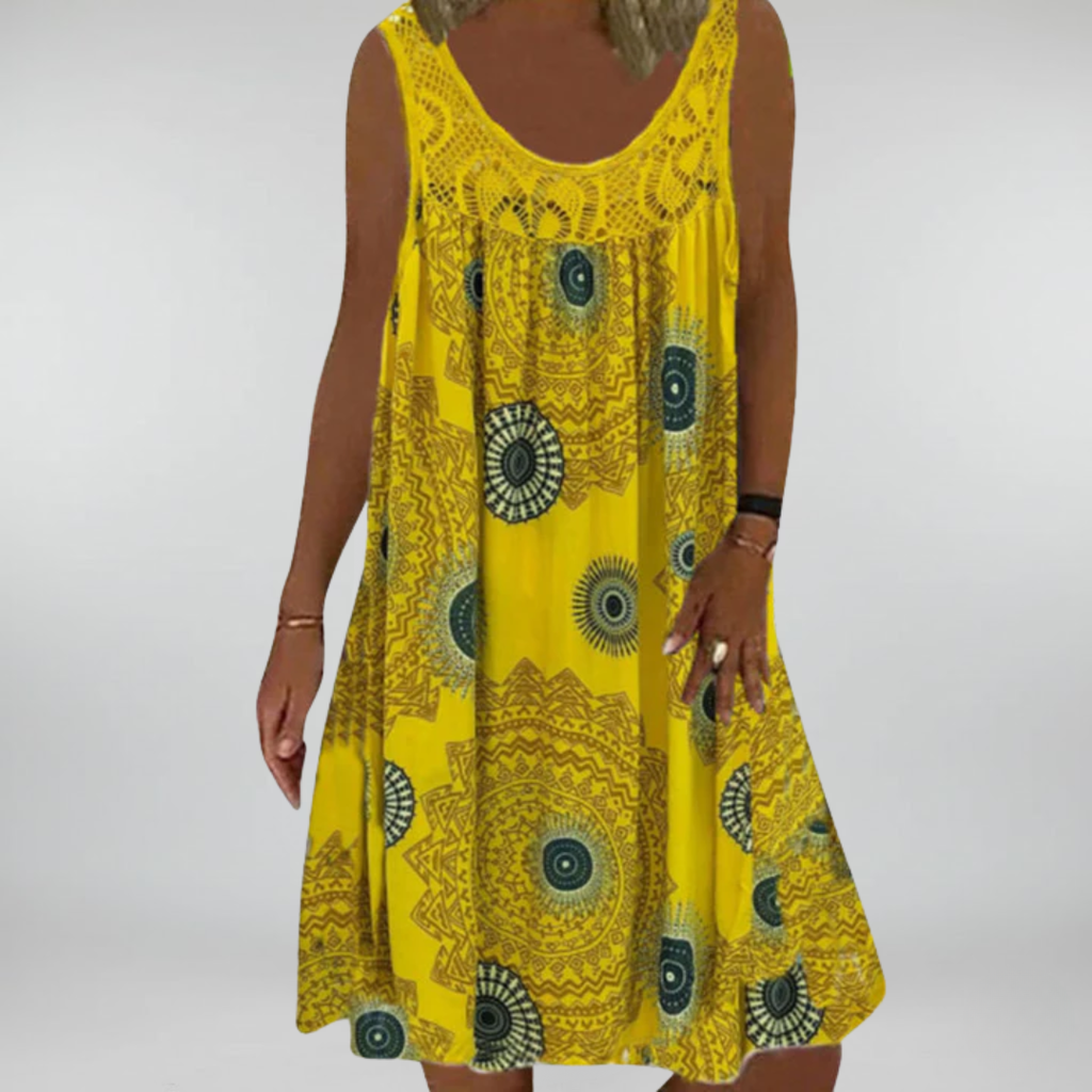 Breezia™ – Damen Ärmelloses Sommerkleid mit Druck und Spitzen-Details