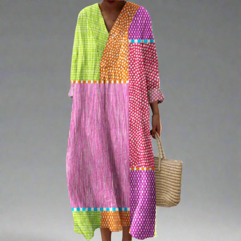 Ruby™ - Maxikleid im Patchwork-Design mit Punkten