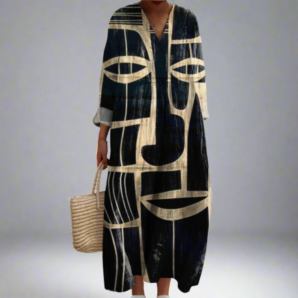 Lorna™ - Tribal-inspiriertes Midi-Kleid mit künstlerischem Flair