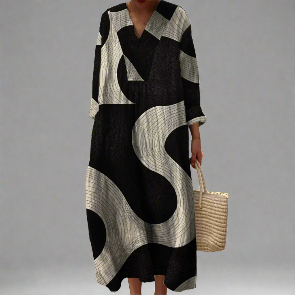 Claudine™ - Fließendes Maxi-Kleid im Abstract-Design