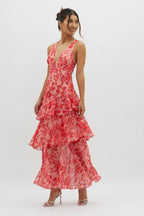 LISA | Maxi Dress with Floral Ruffles